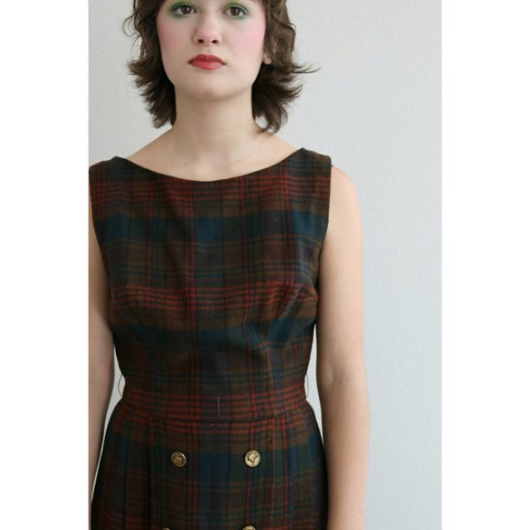 1950's Ilene Ricky Plaid Dress Junior or Women's Size Double Extra Small 00/0/01 - Picture 4 of 6